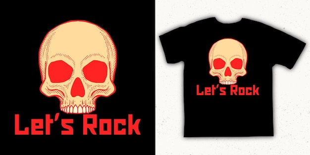 Skull lets rock illustration ivector colorful for print on tshirt, poster, logo, stickers etc