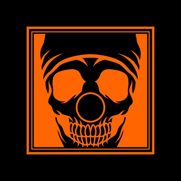 Vector skull logo in box style