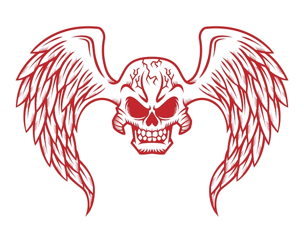 Skull logo, icon or skull illustration with wings