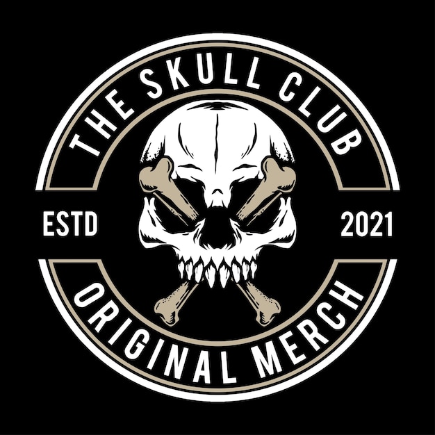 Skull logo template hand drawn