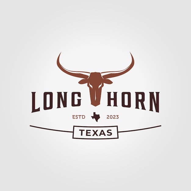 Vector skull longhorn western texas logo vector design illustration icon