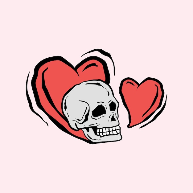 Skull love illustration print on tshirts sweatshirts and souvenirs vector Premium Vector