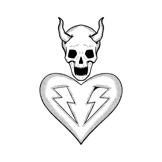 Vector skull love illustration vector for print on tshirt, poster, logo, stickers etc