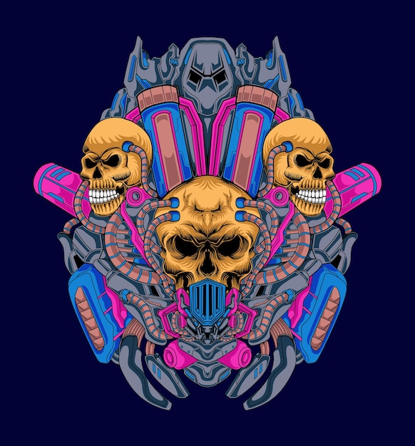 Skull machine illustration artwork