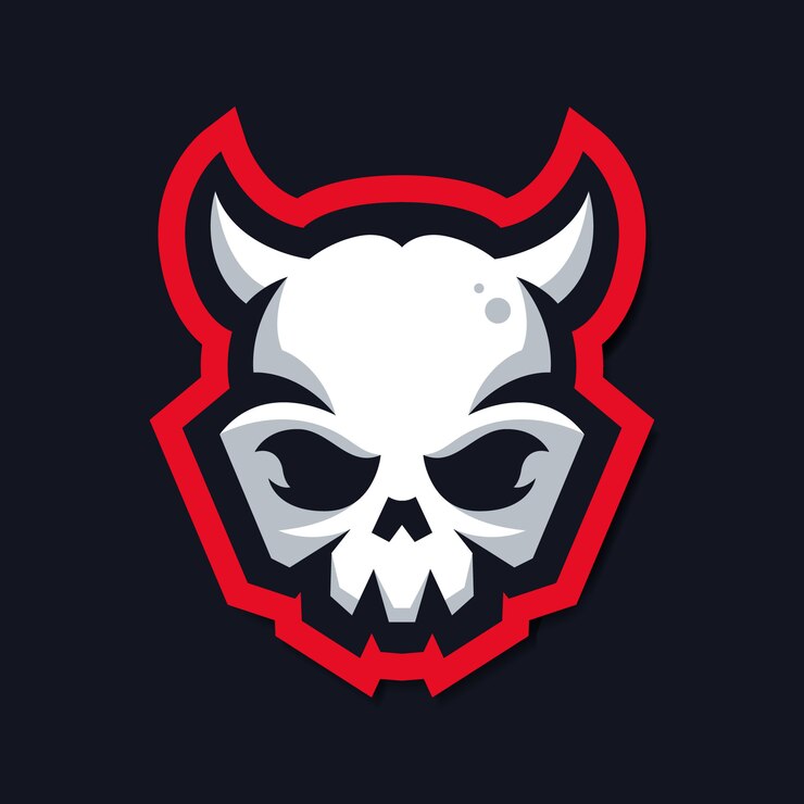 Vector skull mascot logo with horn