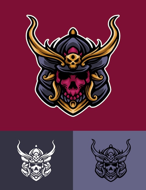 Vector skull mask samurai logo illustration