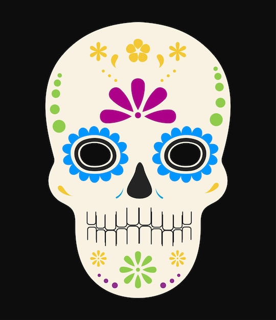 skull mask with floral ornament day of the dead dia de los muetros traditional mexico decoration