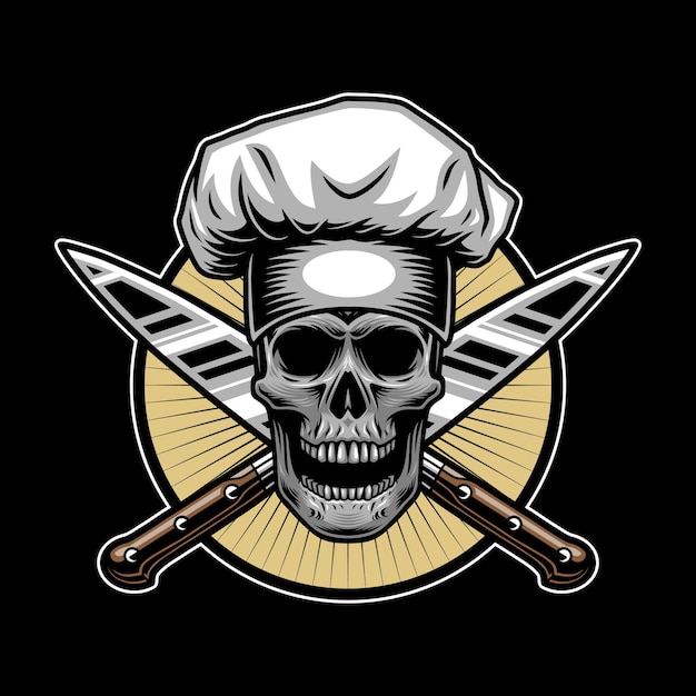 Vector skull master chef style for t-shirt design