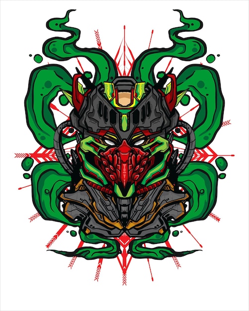 Vector skull mecha concept for tshirt and nft illustration