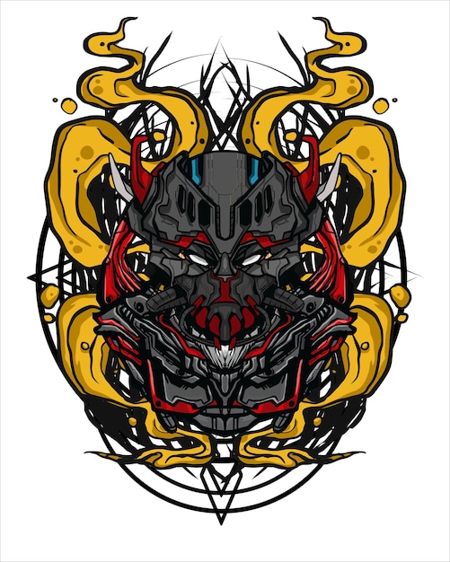 Skull Mecha Concept for Tshirt and NFT Illustration