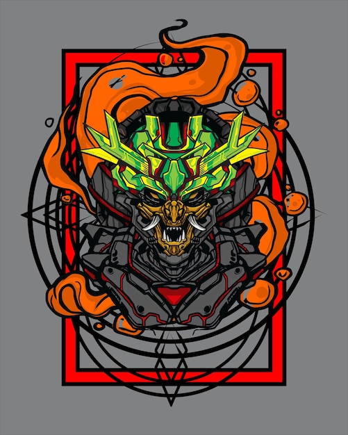 Skull Mecha Concept for Tshirt and NFT Illustration