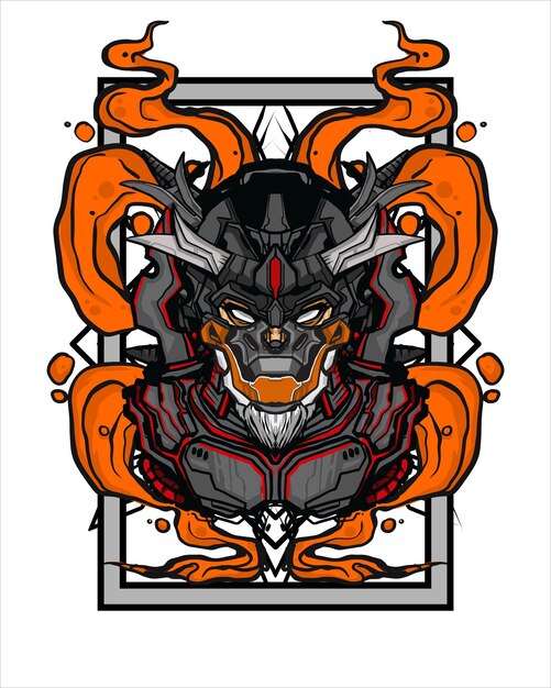 Skull Mecha Concept for Tshirt and NFT Illustration