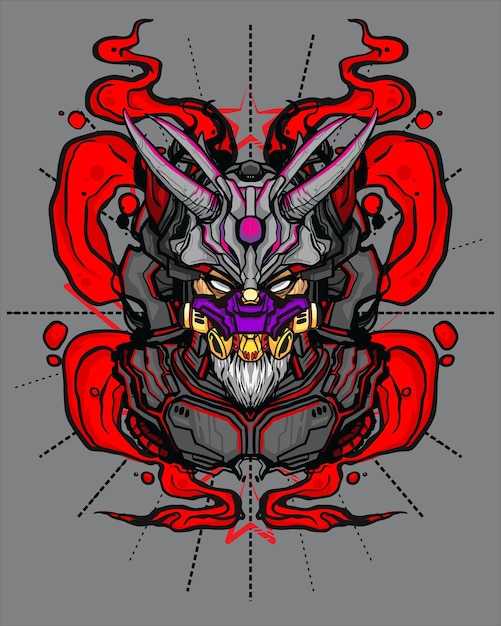 Skull Mecha Concept for Tshirt and NFT Illustration