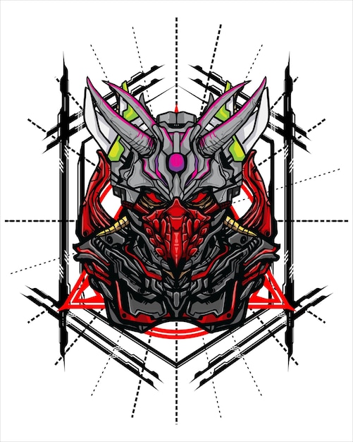 Skull mecha concept voor t-shirt en nft-illustratie