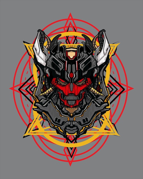 Skull Mecha Concept voor T-shirt en NFT-illustratie