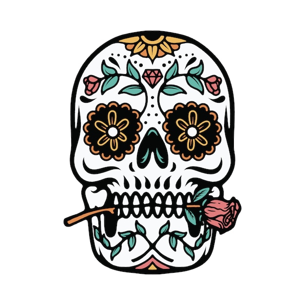 Skull mexican ornament illustration t-shirt