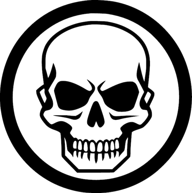 두개골 미니멀리스트와 평평한 로고 터 일러스트레이션