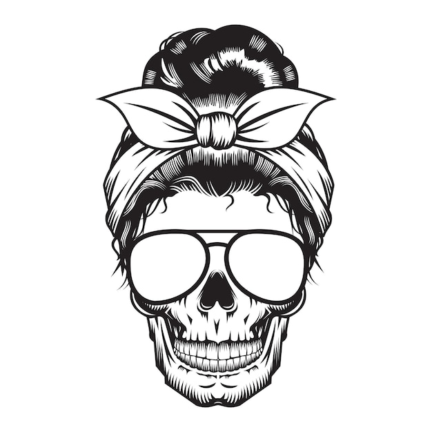 Skull mom head design on white background. halloween. skull head logos or icons. vector illustration.