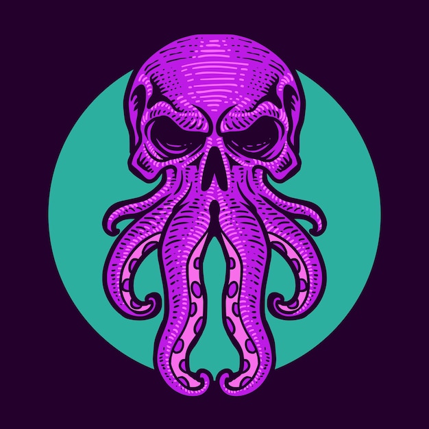 Vector skull monster and octopus premium vector