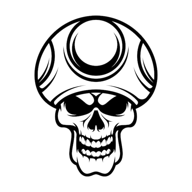 Vector skull mushroom hat outline