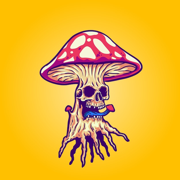 Vector skull mushroom illustration