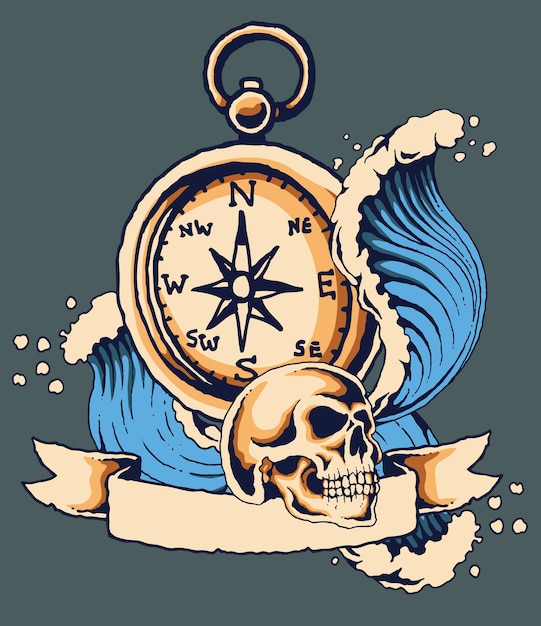 Tatuaggio skull nautical