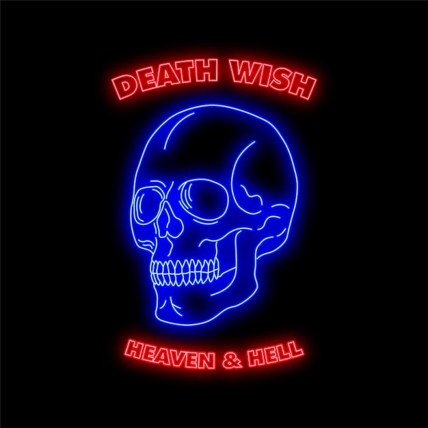 Vector skull neon illustration