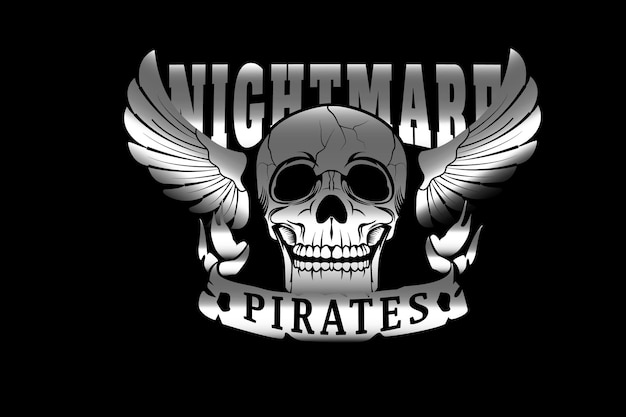 Vector skull nightmare pirates color silver
