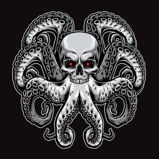 Иллюстрация логотипа осьминога черепа