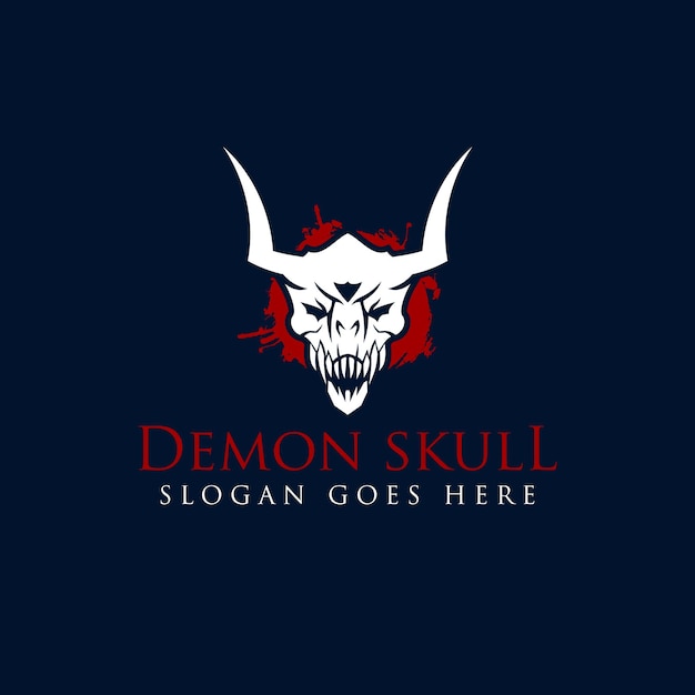 Skull of demon vector design voor mascotte logo ontwerp in vintage stijl mascotte logo sjabloon