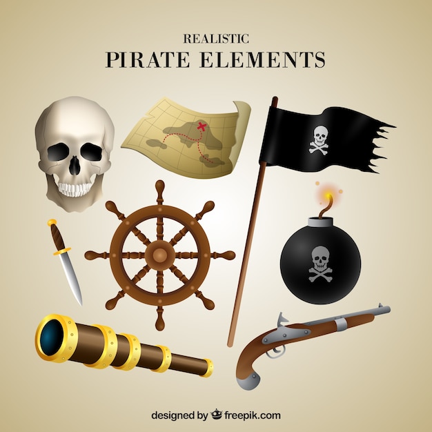 Vector skull and other elements of pirates