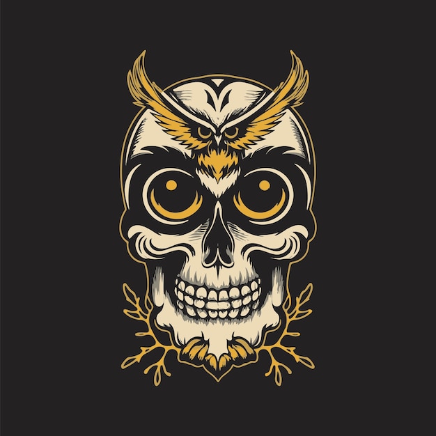 skull and owl vector