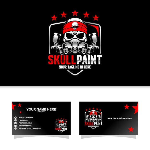 SKULL PAINTING WITH BUSINESS CARD