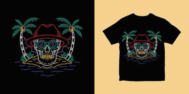 Skull Paradise Beach Illustration