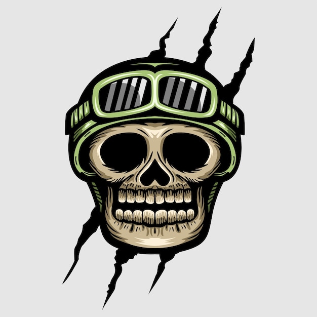 Skull in the pilot retro helmet Vector