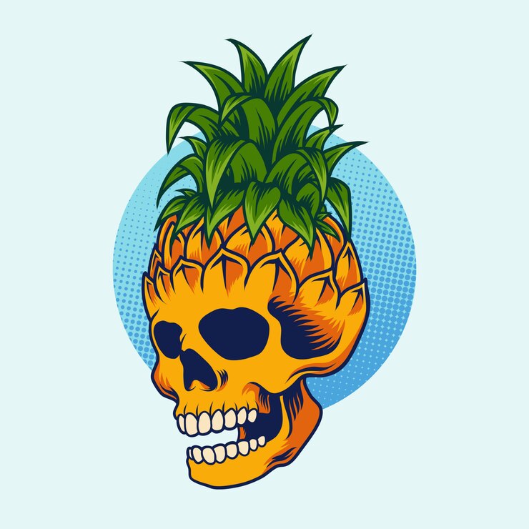 Vector skull pineapple