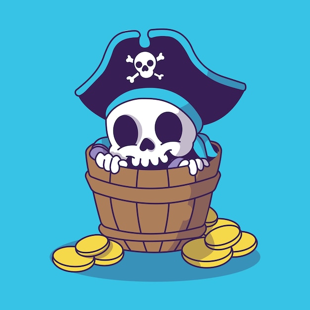 Vector skull pirate chibi character