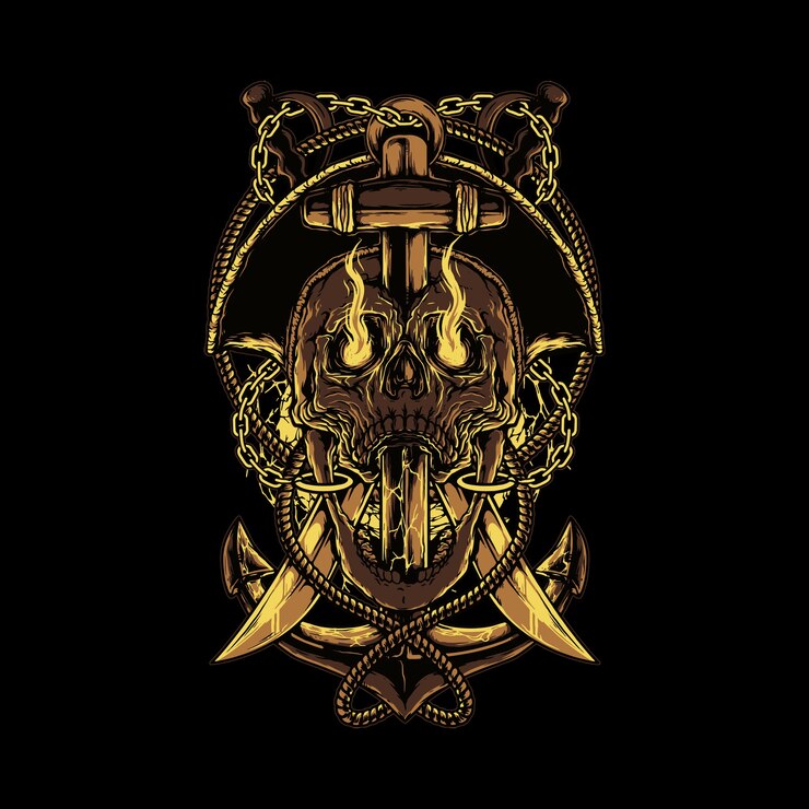 Vector skull pirate horror graphic illustration