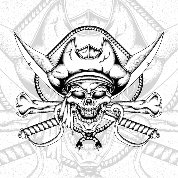 Vector skull pirate illustration detailed and easy to edit