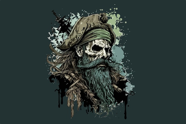 Skull Pirate rum vector illustration