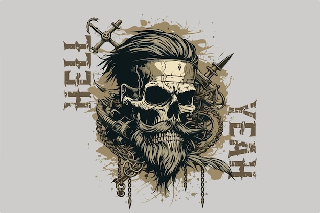 Skull pirate vector illustration for tshirt