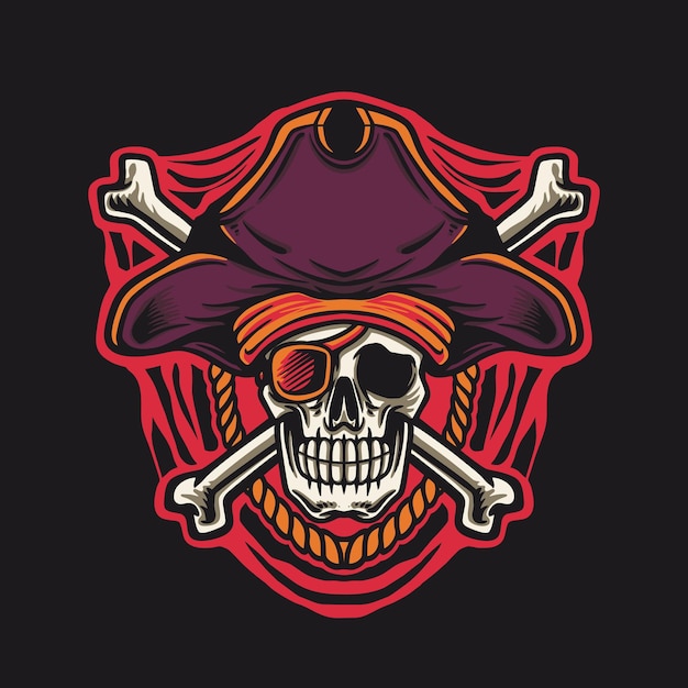 Vector skull pirates character vector illustration