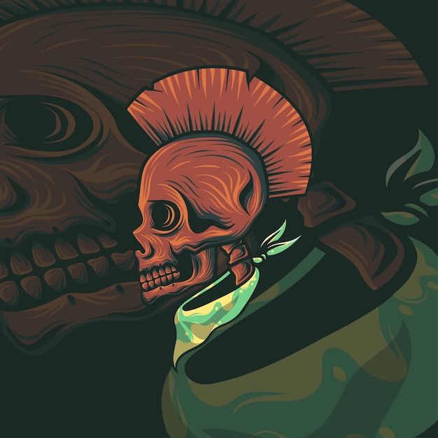 Skull punk wearing buff vector illustration