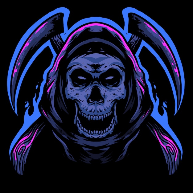 Vector skull reaper logo design mascot