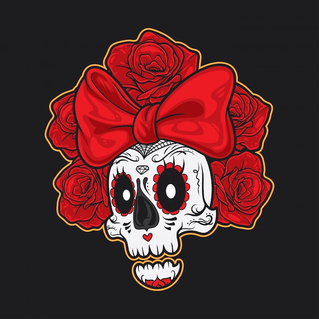 Vector skull ribbon muerte