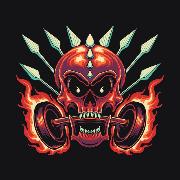 Skull rider road fire vector illustratie