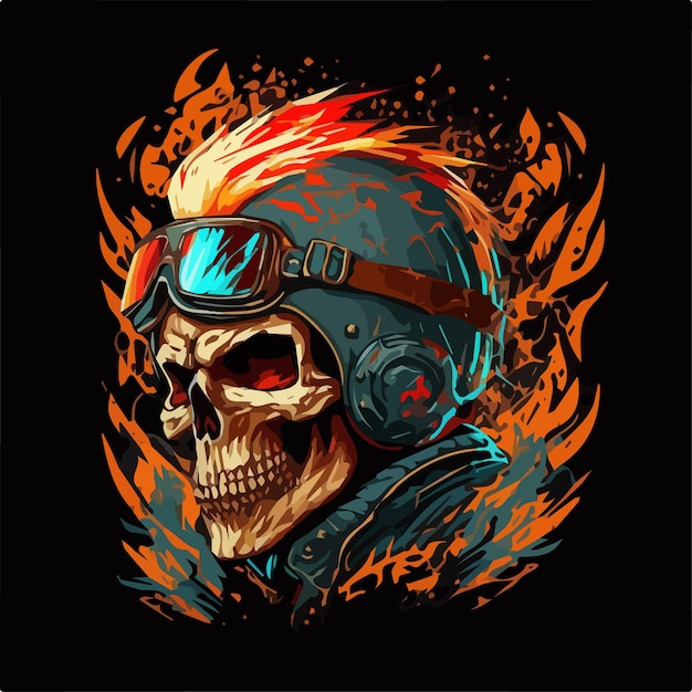 Векторная иллюстрация футболки Skull Rider