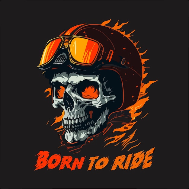 Векторная иллюстрация футболки Skull Rider