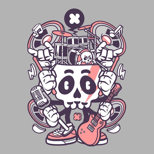 Skull of rock cartoon