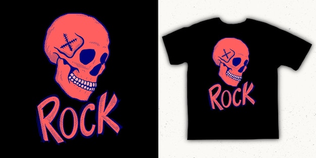 Teschio rock illustrazione vettoriale colorato per la stampa su tshirt, poster, logo, adesivi ecc